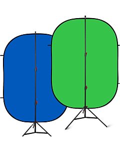 Background Light Stand Kit 100x150cm Reversible Blue and Green Pop Up reversible Background with Lencarta 190cm Lightweight Patented Light Stand