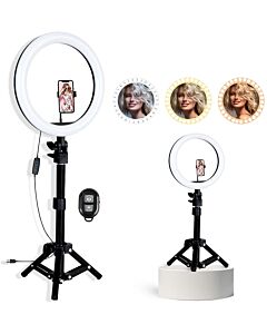 USB Ring Light With Tripod Stand |10 inch Dimmable, Multi Adaptable Ring Light With Smartphone Adapter | Hakutatz