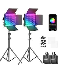 NEEWER 2 Pack 660 PRO RGB LED Video Light Stand Kit 