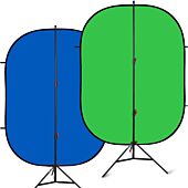Lencarta Background and Light Stand Kit | 100 x 150cm Reversible Blue / Green Pop Up Reversible Background | 190cm Lightweight Light Stand