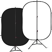 Background Light Stand Kit 150x200cm Reversible Black and White Chromakey Pop Up Background with Lencarta 265cm Lightweight Patented Light Stand