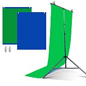 Green Screen Backdrop 1.5m x 2m with T-Shape Adjustable Photo Backdrop Stand 