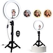 Hakutatz LED Ring Light With Tripod Stand | 10" | with Smartphone Adapter 