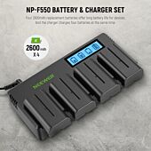 NEEWER 4 Pack NP-F550 2600mAh Sony Replacement Batteries