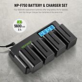 NEEWER 4 Pack NP-F750 Sony Replacement Batteries