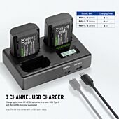 NEEWER NP-FZ100 Sony Replacement Battery and Charger Set 3-Pack