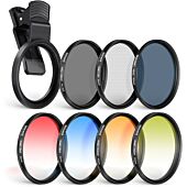 NEEWER 55MM CELLPHONE FILTER KIT (RED/ORANGE/YELLOW/BLUE/CPL/ND32/STAR LENS)