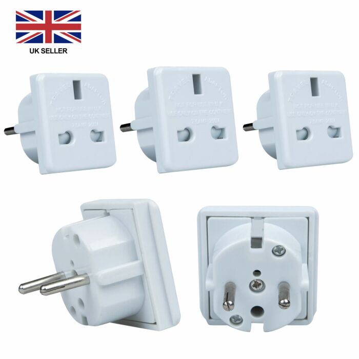5 Pack of UK adapters White