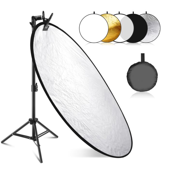 NEEWER 43"/110cm Light Reflector with Metal Clamp and Stand