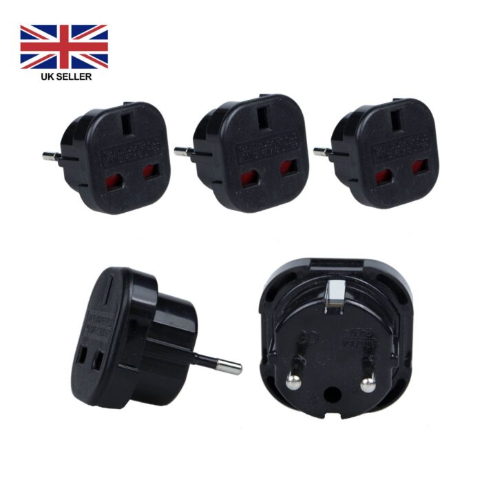 5 pack of UK adapters Black