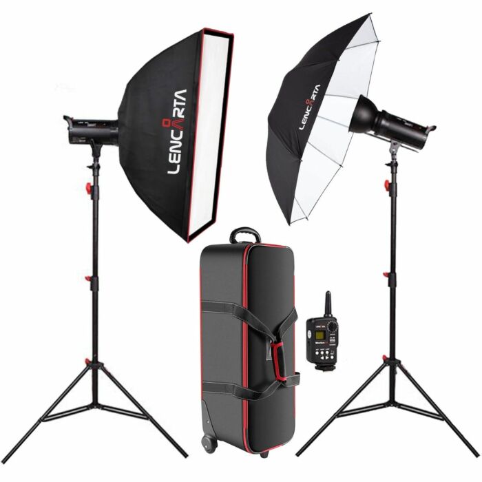 Lencarta Smartflash 4 Studio Flash Head, Umbrella and Softbox Twin Lighting Kit | 600w | Studio Flash Lighting Kit