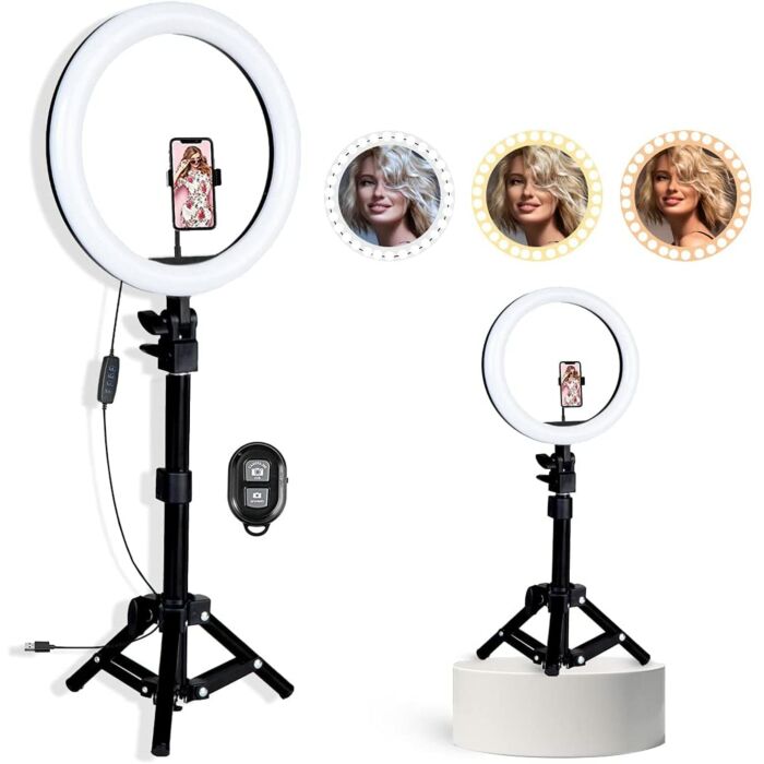 Hakutatz LED Ring Light With Tripod Stand | 10" | with Smartphone Adapter 