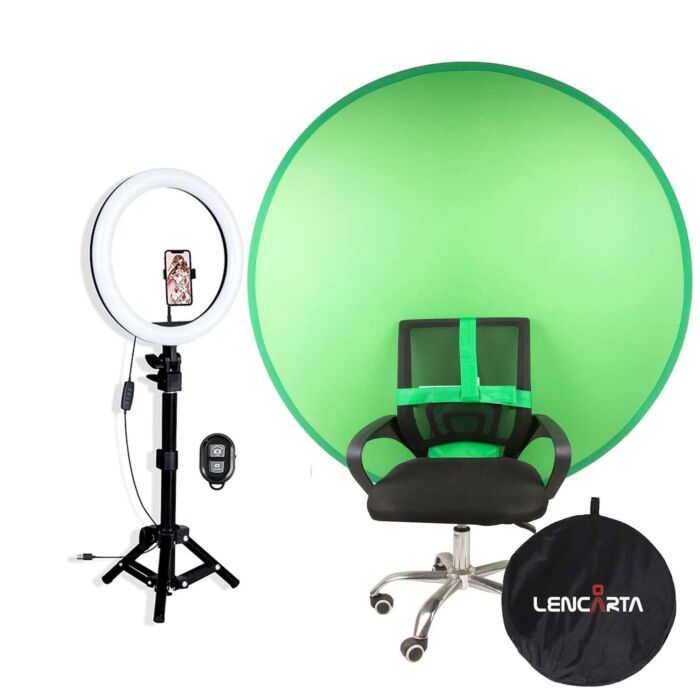 142cm Greenscreen Chair Background Streaming and Ring light Kit