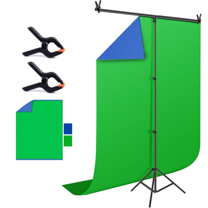 Lencarta T Stand with 1.5x2 Blue & Green Screen Background