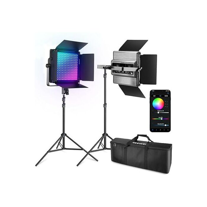 NEEWER 2 Pack RGB 1200 LED Video Light Kit 