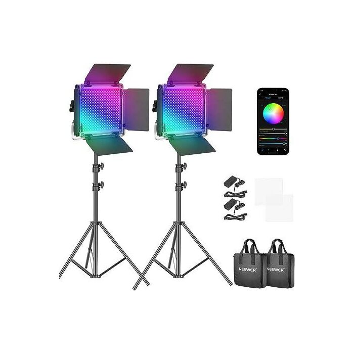 NEEWER 2 Pack 660 PRO RGB LED Video Light Stand Kit