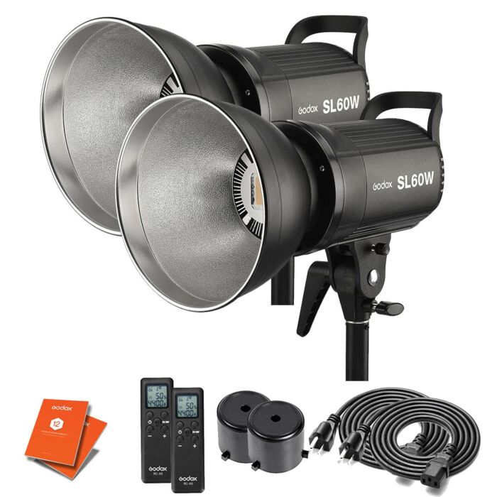 Softbox Light Stand Kit Godox Godox SL60W LED Video Continuous Light Barn Door 