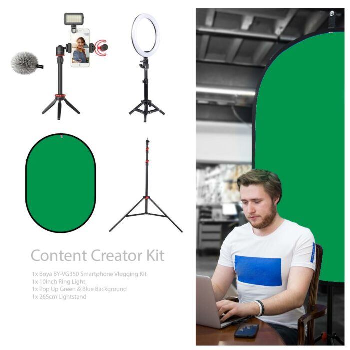 Content Creator Microphone Streaming Kit | Pop Up Greenscreen Included | Video , Tik Tok , Youtube 